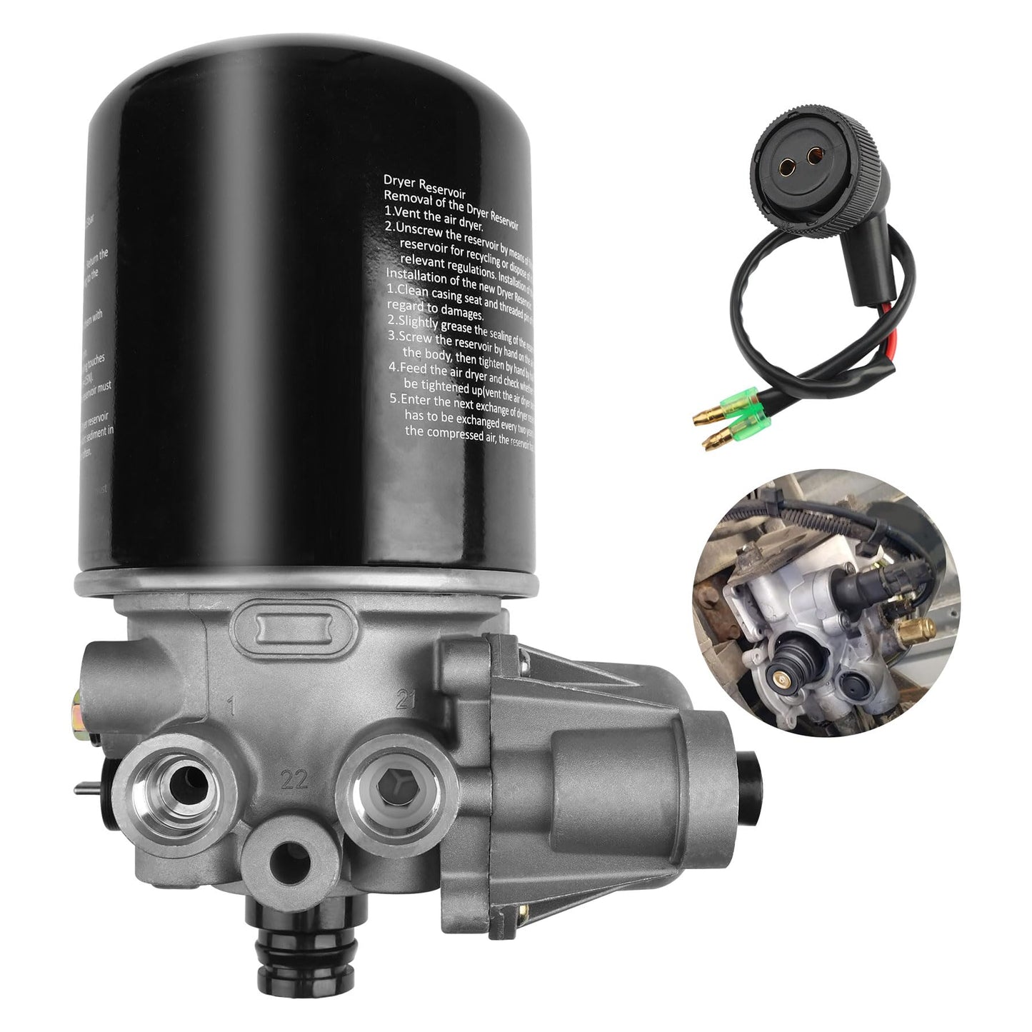 R955205 - Secadores de aire de coche de 12 V, para Meritor-Wabco System Saver 1200 Wabco SS1200 Volvo Kenworth Cascadia Peterbilt 379 Otros camiones autobús RV para Peterbilt Interior Cab