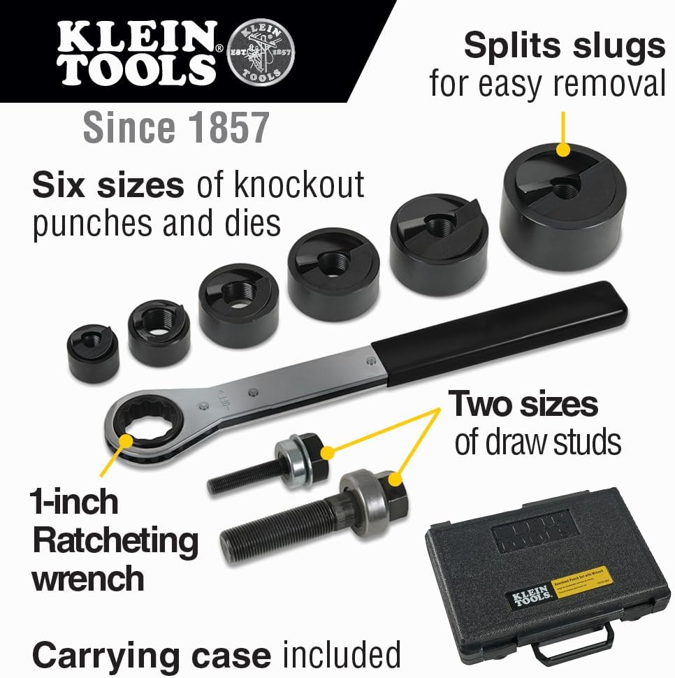 Klein Tools 53732SEN Juego de 6 Sacabocados de 1/2” a 2”