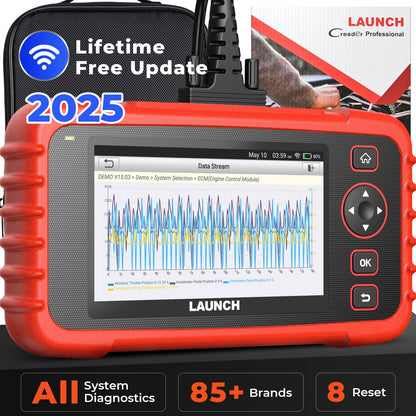 LAUNCH CRP129X Plus 2025 OBD2 herramienta de diagnóstico, escáner de coche de todo el sistema, 8 reinicio de codificación del inyector/acelerador/acelerador/SAS/aceite/EPB/BMS/TPMS reset escáner de