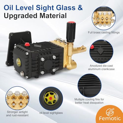 Bomba de lavado a presión eje de 1 pulgada, bomba de lavado a presión 4000 psi, bomba de lavado de potencia 4.8gpm 8-15 HP 22 libras incluyendo lubricante, compatible con Simpson Honda Dewalt