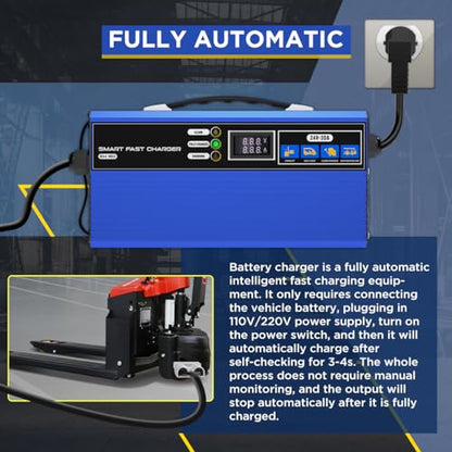 Cargador de batería para carretilla elevadora de 24 V 30 A, cargador de batería inteligente para carrito de golf, cargador eléctrico completamente automático, cargador de palé eléctrico y carretilla