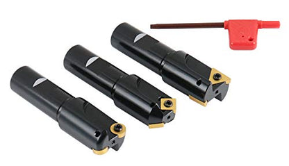 Accusize Industrial Tools Juego de 3 molinos de extremo Hogger Little Hogger, 45 grados, 90 grados y 3/16r con vástago de 3/4 pulgadas, cabeza de 1 pulgada, 0046-0700