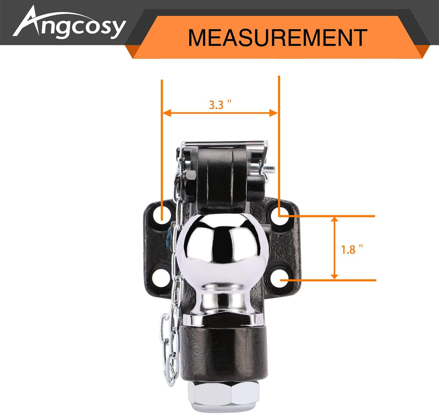 Gancho de perno de 10 toneladas para enganches de remolque, gancho receptor, bola de enganche de 2 pulgadas con kit de montaje, 7000 libras