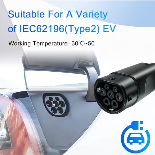 para NACS a Tipo 2 Adaptador EV Adaptador de Cargador de NACS a Tipo 2 Aplicable para Cargador NACS y Tipo 2 IEC62196 EVs