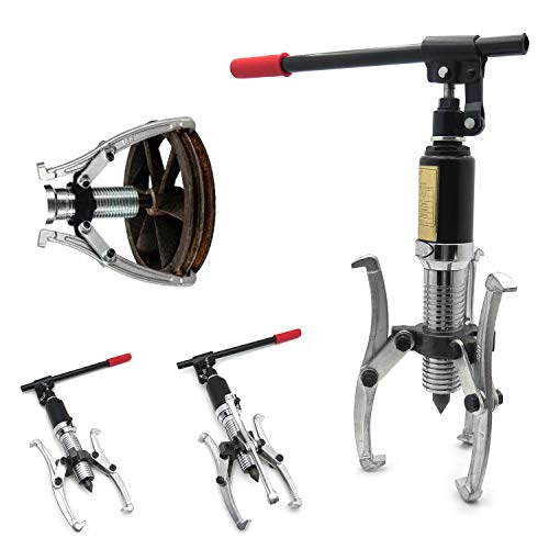 HTTMT - Vehículo Extractor de engranajes hidráulicos de mandíbula de 10 toneladas 3 en 1 360 grados Flexibilidad Bombas Máquina de dibujo de tubos de aceite con estuche [P/N: ET-CAR-FIX006-10T-RED]