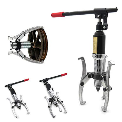 HTTMT - Vehículo Extractor de engranajes hidráulicos de mandíbula de 10 toneladas 3 en 1 360 grados Flexibilidad Bombas Máquina de dibujo de tubos de aceite con estuche [P/N: ET-CAR-FIX006-10T-RED]