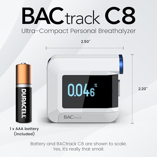 Alcoholímetro BACtrack C8 | Precisión de grado profesional | Conectividad inalámbrica opcional para Apple iPhone, Google y dispositivos Android Smartphone Samsung | Apple HealthKit Integration, color blanco