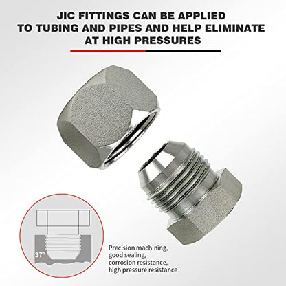 Juego de 72 piezas JIC de 37° de tapa y enchufe para manguera y tubo de manguera, juego de tapa hidráulica y enchufe de acero galvanizado 45# con rosca de precisión tamaños de tablero -04-06
