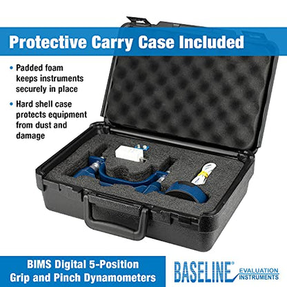 Baseline BIMS - Dinamómetro de mano digital de 5 posiciones para pruebas y evaluación de la fuerza de agarre #12-0072