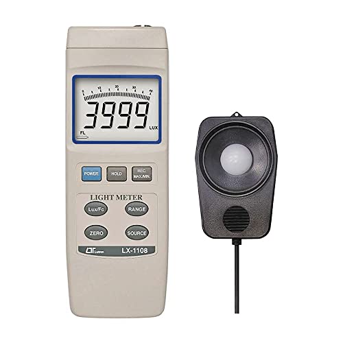 Medidor de exposición digital Lx-1108 Lux Meter junto con certificado de calibración de fábrica (rango: 0 a 4,00,000 Lux)
