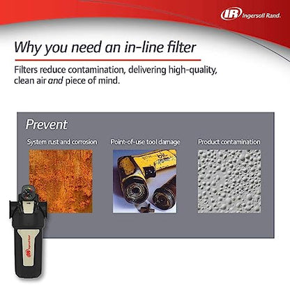 Ingersoll-Rand Filtro en línea de aire comprimido de alta eficiencia FA75IH, entrada de 3/4", SCFM 45 -#24233389