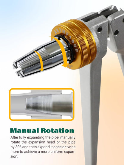 AMZCNC PEX - Kit de herramientas de expansión manual para tubos ASTM F1960 Kit de herramientas de expansión PEX estándar con cabezales de expansión de 1/2", 3/4" y 1" para tuberías PEX-a - Incluye