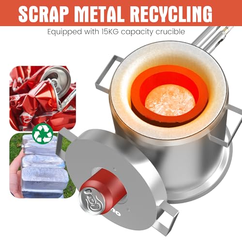 Nelyrho Kit de Horno de Fusión de Propano #NY-015 15KG para Fundición de Metal – Horno de Fundición de Alta Temperatura de 135,000 BTU con Crisol y Pinzas, Calentamiento Rápido para Oro, Plata, Cobre