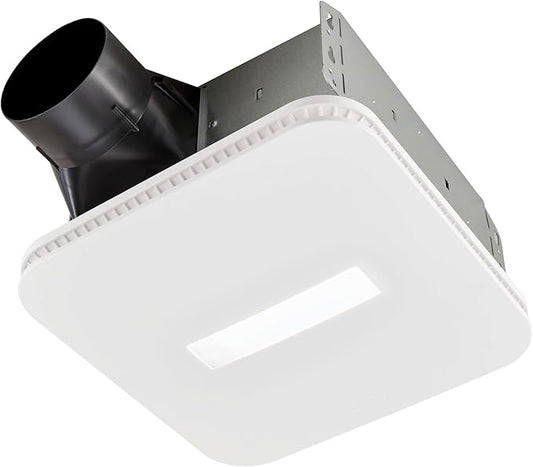 Broan-NuTone Ventilador de ventilación AE110LK con tapa limpia LED e instalación en habitación, certificado ENERGY STAR, 110 CFM, 1.0 Sones, blanco