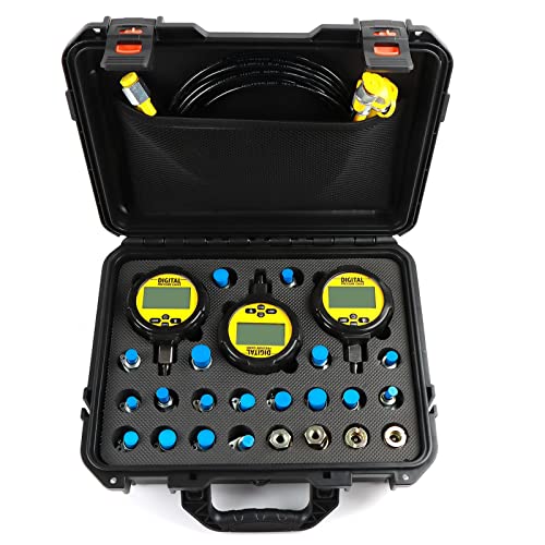 Kit de acoplamiento de prueba de presión hidráulica digital 70P con 2 piezas 70MPa/1 unid 16 MPa calibradores 22 acoplamientos de prueba 3 mangueras de prueba para Caterpillar John Deere
