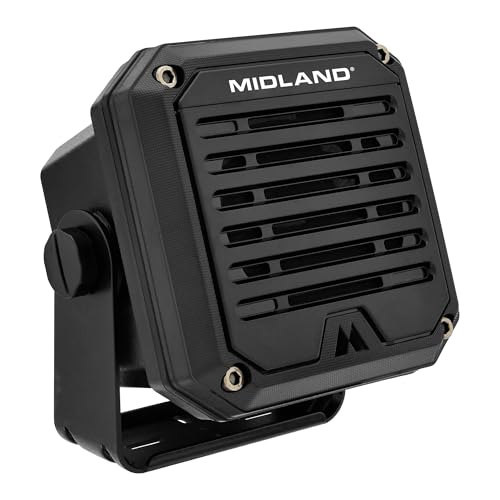Midland - Altavoz externo resistente SPK100 de 20W - Base giratoria de 180 grados con soporte de montaje Funciona con todas las radios CB y MXT Sistema de sonido de 8 ohmios Enchufe de audio de 3,5 mm