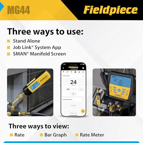 Fieldpiece - Medidor de vacío inalámbrico HVACR - MG44 - Evacuaciones rápidas y precisas y lecturas de vacío - Herramienta HVAC de largo alcance compatible con Job Link