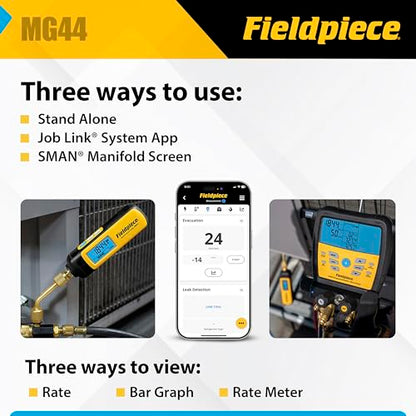Fieldpiece - Medidor de vacío inalámbrico HVACR - MG44 - Evacuaciones rápidas y precisas y lecturas de vacío - Herramienta HVAC de largo alcance compatible con Job Link