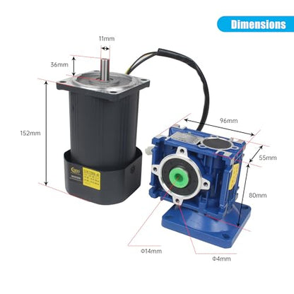 CNCTOPBAOS Motor de engranaje helicoidal de 120 W RV30 Relación de reductor 1:40 con controlador de gobernador de velocidad, motor de engranaje variable ajustable CW/CCW 90-1600RPM 110V, caja de