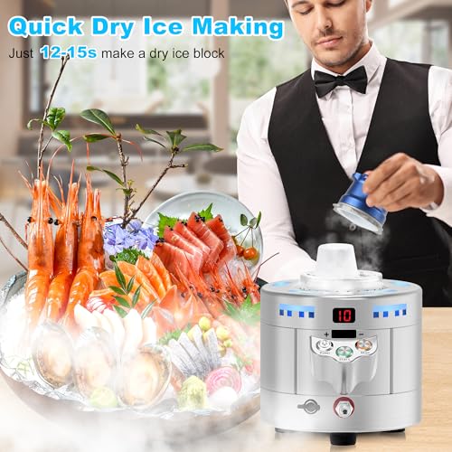 Máquina portátil para hacer hielo seco: Máquina de hielo seco de grado alimenticio con fabricación rápida de hielo seco de CO2 y enfriamiento instantáneo de vidrio, máquina de hielo seco para bares,
