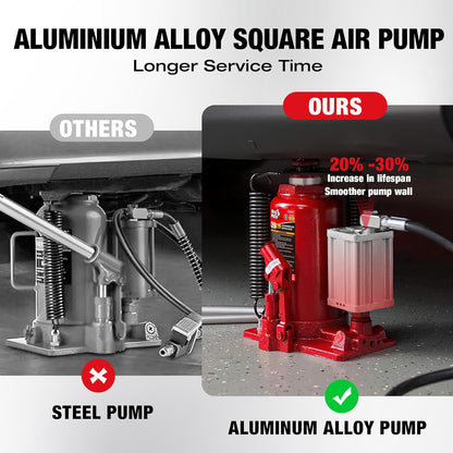 BIG RED - Bomba hidráulica de aleación de Aluminio de 20 toneladas/Gato neumático de elevación rápida Soldado con autógena, Vida útil más Larga, Ideal para Coche, Recogida, camión, SUV, ingeniería