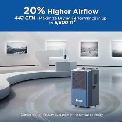 Deshumidificador comercial de 250 pintas con bomba para espacios grandes, deshumidificadores industriales de grado comercial de alta resistencia con manguera de drenaje para sótanos, almacén,