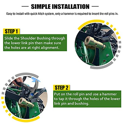 Juego de bujes adaptadores de enganche rápido para tractor de 3 puntos de categoría II, 2 pares