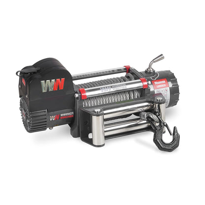 Warrior Winches Samurai 8,000 lbs 12v cabrestante eléctrico con cable de acero: perfecto para Jeep Wranglers, camiones, ATV y aventuras todoterreno. Controles inalámbricos