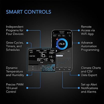 AC Infinity AIRLIFT T16, ventilador de escape de obturador de 16 pulgadas con controlador WiFi de temperatura y humedad, montaje en pared EC-Motor ventilación y refrigeración para cobertizos, áticos,