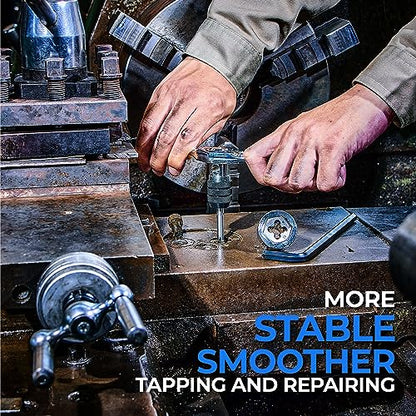 Toolant - Juego de machuelos y tarrajas SAE/métricos, 127 piezas, estándar, con combinación de brocas para roscar