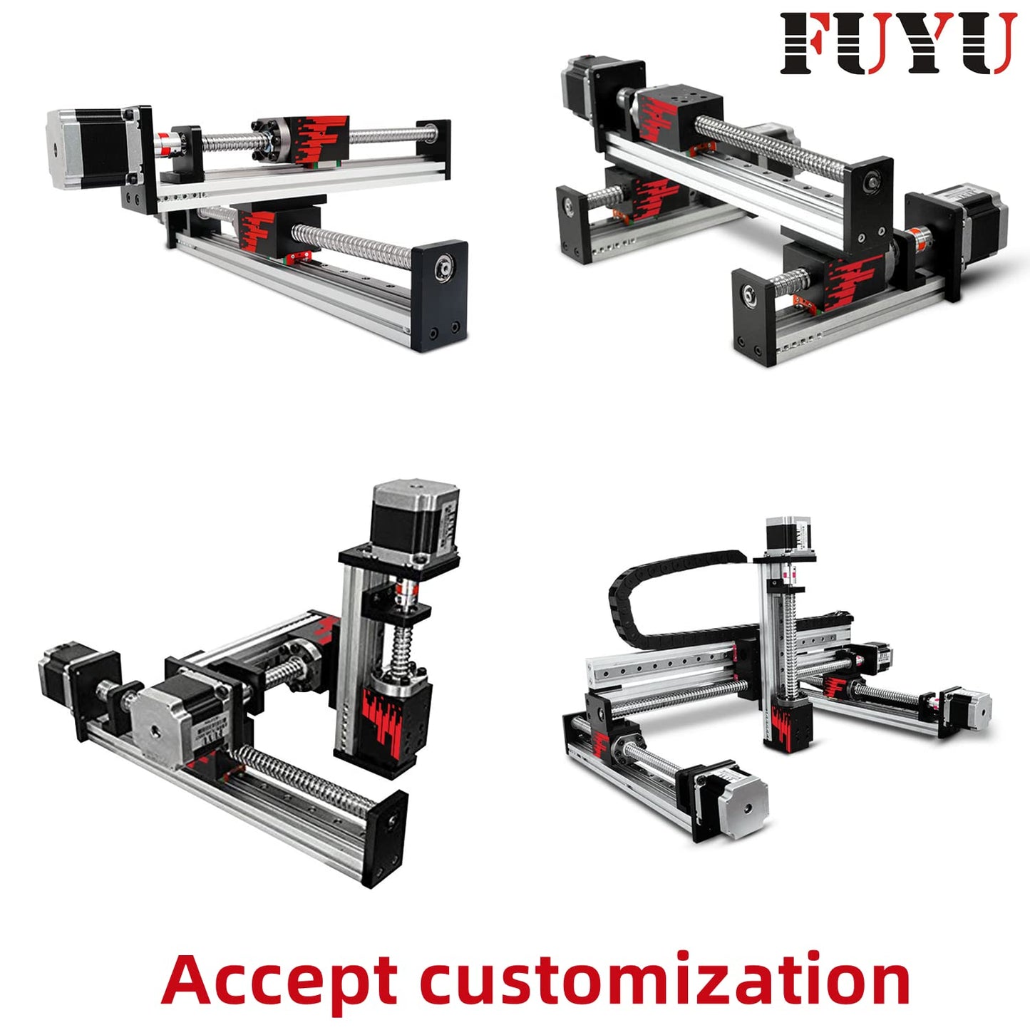 FUYU FSL40 Guía lineal Versión 2.0 Tornillo de bola de mesa Movimiento CNC Guía lineal Actuador de escenario Motorizado Nema 23 Motor paso a paso [Tamaño de trabajo de carrera de 39.370 in]