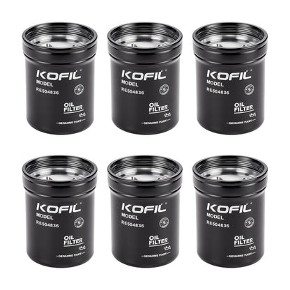 Paquete de 6 filtros de aceite Generico para motor RE504836, para tractores: Números de repuesto: Sustituye a LF16243, RE507522, RE502513, B7322, P550779, 57750 Calidad OEM