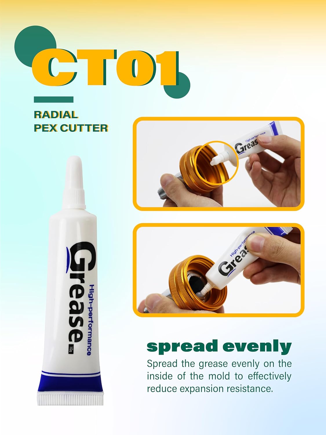 AMZCNC PEX - Kit de herramientas de expansión manual para tubos ASTM F1960 Kit de herramientas de expansión PEX estándar con cabezales de expansión de 1/2", 3/4" y 1" para tuberías PEX-a - Incluye