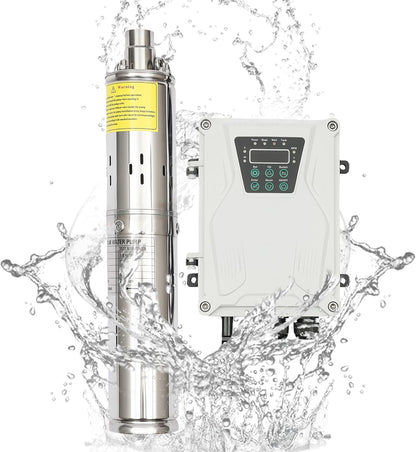 Bomba sumergible solar de pozo profundo de 3 pulgadas, 24 V, 270 W, bomba de agua solar sumergible de acero inoxidable para riego agrícola + kit de controlador MPPT 3FLS1.8/100-D24/270 (24 V 270 W)