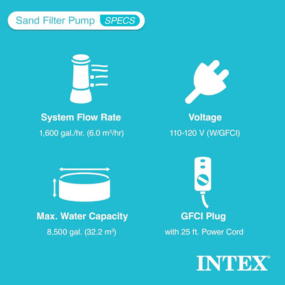 INTEX QS1200 Sistema de cloro de agua salada, para piscinas sobre el suelo, mantiene la claridad del agua, voltaje de 110 a 120, piscina de 15,000 galones