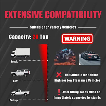 BIG RED - Bomba hidráulica de aleación de Aluminio de 20 toneladas/Gato neumático de elevación rápida Soldado con autógena, Vida útil más Larga, Ideal para Coche, Recogida, camión, SUV, ingeniería