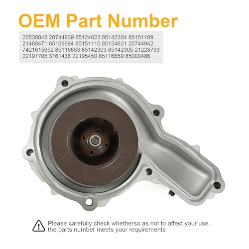Bomba de agua apta para Volvo VN VNL VHD D9 D11 D13 D16 B9L FH ENG VE16 FH ENG VE13 y MACK MP8 Engine TKB 70.030 Reemplazar 85124623 85109694 20538845 9777777705