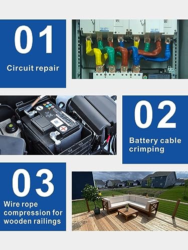 AMZCNC YQK-70 Herramienta de prensado hidráulico y cortador de cables, crimpadora hidráulica de lengüetas de cable 8 toneladas de EE. UU. 12 AWG a 00 (2/0) kit de herramientas de cable de terminal