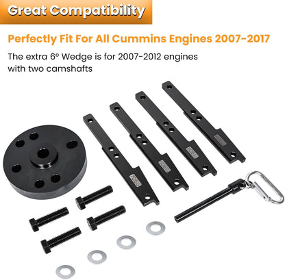E-cowlboy 3163021 Kit de herramientas de sincronización de leva para todos los motores Cummins ISX QSX 2007-2017 con extractor de engranajes de leva, pasador de manivela y estuche de transporte,