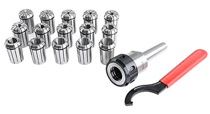 Accusize Industrial Tools MT3-OZ25 Juego de pinzas de 15 piezas, 1/8 a 1 pulgada, 1 portabrocas cónico Morse #3, 1 llave inglesa, 0223-0364