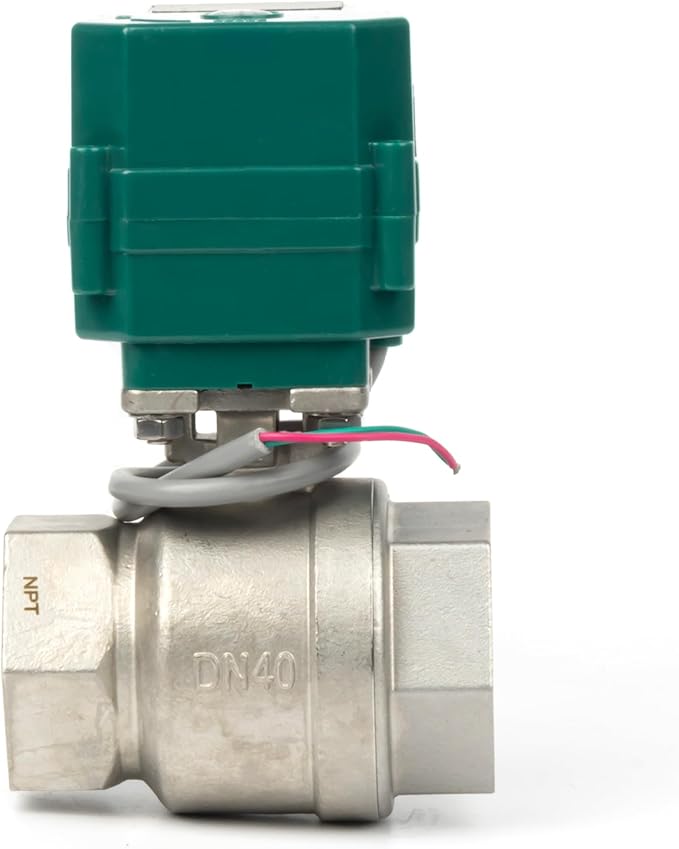 U.S. Solid Válvula de bola motorizada 1-1/2 - Válvula de bola eléctrica de acero inoxidable con puerto completo, 9-24V AC/DC, retorno automático de 2 hilos, normalmente cerrado 	USS-MSV00409