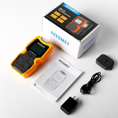 Detector de gas, monitor de gas ACEGMET 4, indicador múltiple (vibración, audible, visual) H2S, O2, CO y LEL 4, monitor de gas recargable personal de 4 medidores de gas, 2 años de vida del sensor de