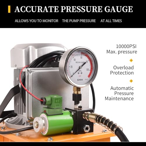 LCyindu - Bomba hidráulica eléctrica de 750 W, 2 velocidades, 110 V, 10000 PSI, 8.4 cuartos de galón, válvula solenoide hidráulica, bomba eléctrica hidráulica para perforación, doblado, tomas de