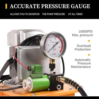 LCyindu - Bomba hidráulica eléctrica de 750 W, 2 velocidades, 110 V, 10000 PSI, 8.4 cuartos de galón, válvula solenoide hidráulica, bomba eléctrica hidráulica para perforación, doblado, tomas de