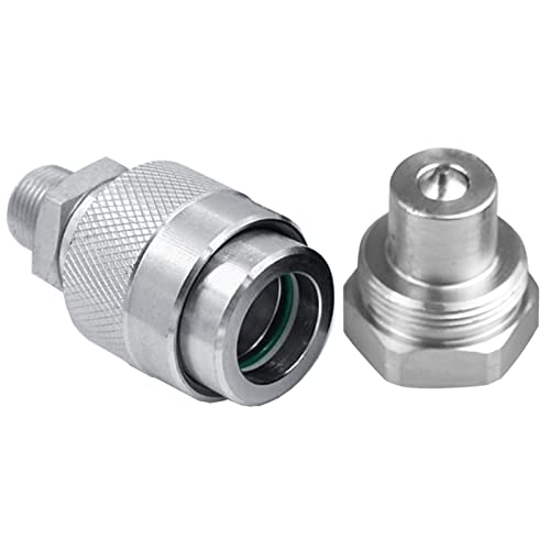 Juego de acoplador rápido hidráulico de 3/8 pulgadas que reemplaza a Enerpac C-604, conecta y desconecta bajo presión de 10,000 PSI, con 2 tapas antipolvo