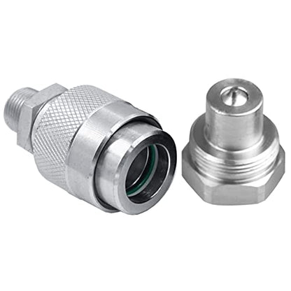 Juego de acoplador rápido hidráulico de 3/8 pulgadas que reemplaza a Enerpac C-604, conecta y desconecta bajo presión de 10,000 PSI, con 2 tapas antipolvo