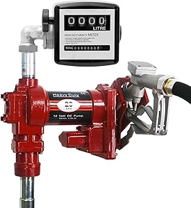 Bomba de transferencia de combustible de 20GPM 12V DC Bomba de gasolina con kit de boquilla para gas diesel queroseno rojo con medidor de flujo PP0008