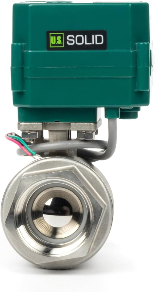 U.S. Solid Válvula de bola motorizada 1-1/2 - Válvula de bola eléctrica de acero inoxidable con puerto completo, 9-24V AC/DC, retorno automático de 2 hilos, normalmente cerrado 	USS-MSV00409