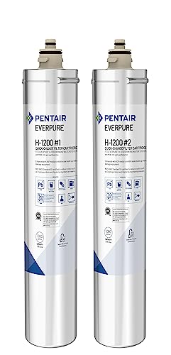 Pentair Everpure H-1200 - Juego de cartuchos de filtro de cambio rápido, EV928201, paquete doble de repuesto para uso en el sistema de agua potable Everpure H-1200, capacidad de 1000 galones, 0.5
