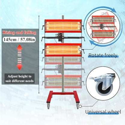 Lámpara de curado de pintura infrarroja Solary – Secador de pintura infrarroja de onda corta con temporizador para cabina de pulverización de pintura de coche, 2100 W